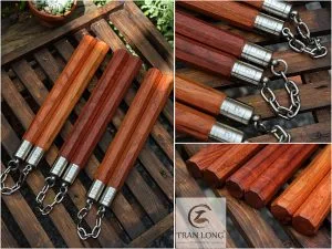 Côn nhị khúc Gỗ Giáng Hương dây xích